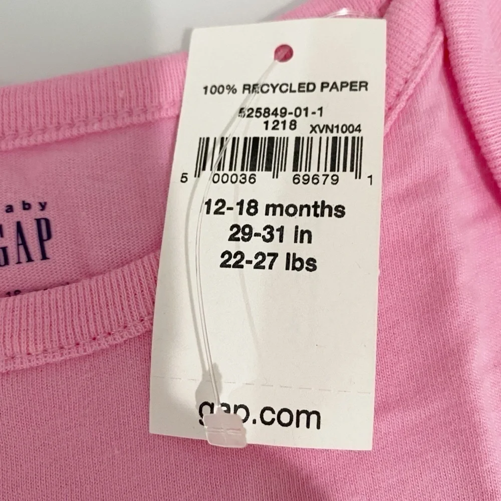 GAP Baby Graphic Bodysuit Parisian Pink Cat NEW Size 12-18 Months